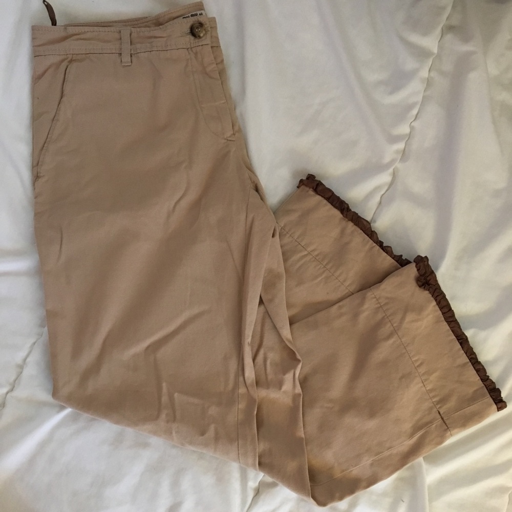 Authentic Miu Miu Capri Pants with Ruffle Trim